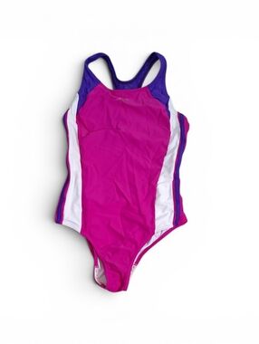 Speedo Pink Purple Sporty Girl's Infinity Racerback One Piece Swimsuit Size 16